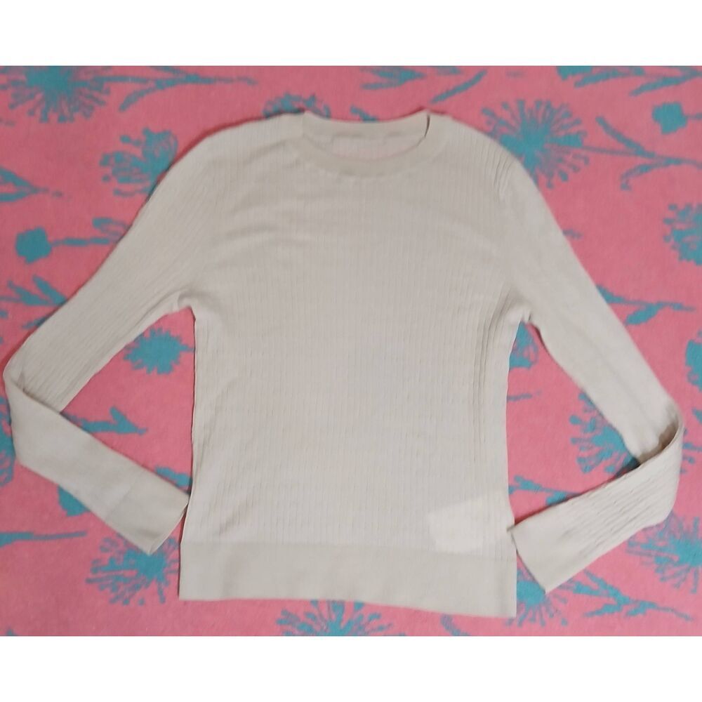 Jill Sanders womens medium cable knit sweater fine yanzi wool spring summer